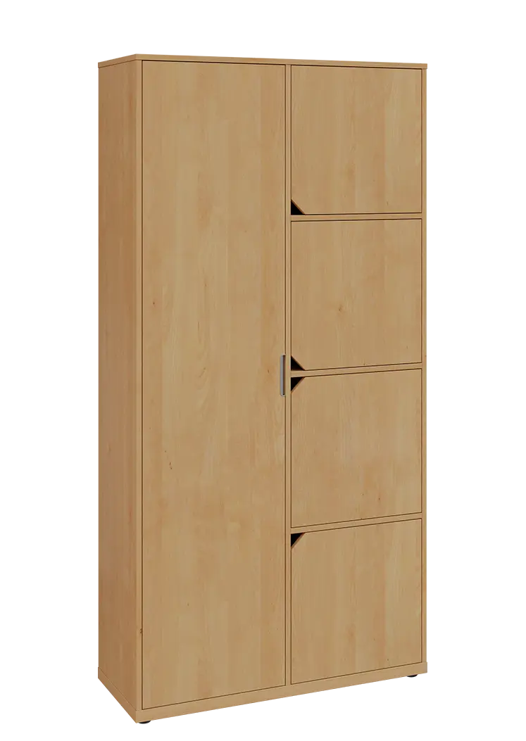 KSR6-82 L skříň šatní, 1x výsuvné ramínko, 4x dvířka, 2053x1022x400 mm, provedení levé, javor horský